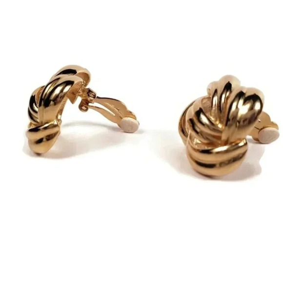 Signed Vintage Givenchy Gold Knot Earrings - Picture 3 of 5